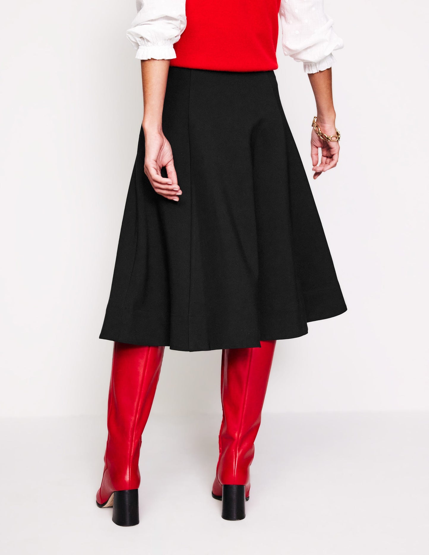 Flippy Ponte Midi Skirt-Black