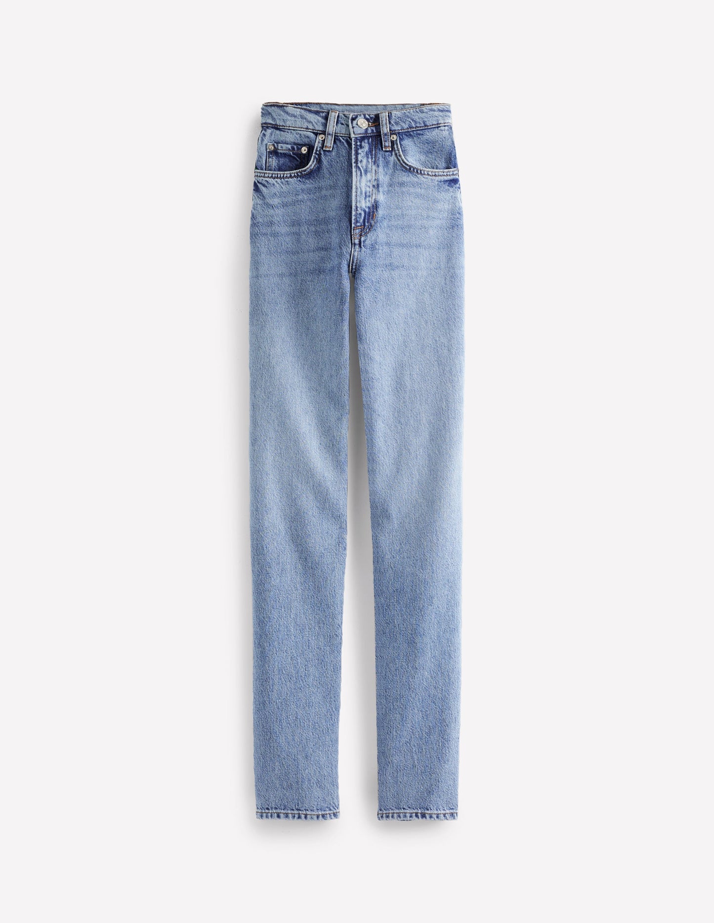 High Rise Straight Leg Jeans-Light Wash