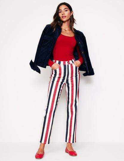 Striped Jeans-Red Multi Stripe