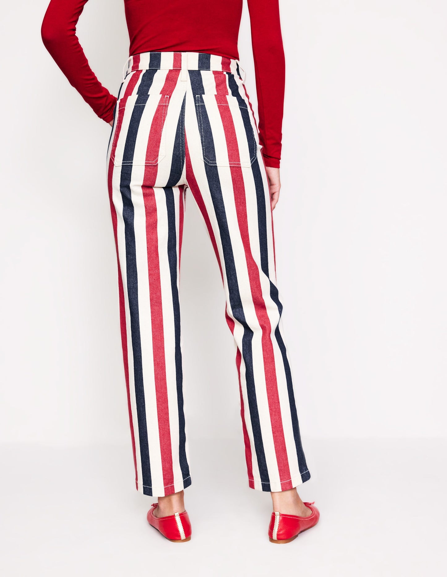 Striped Jeans-Red Multi Stripe