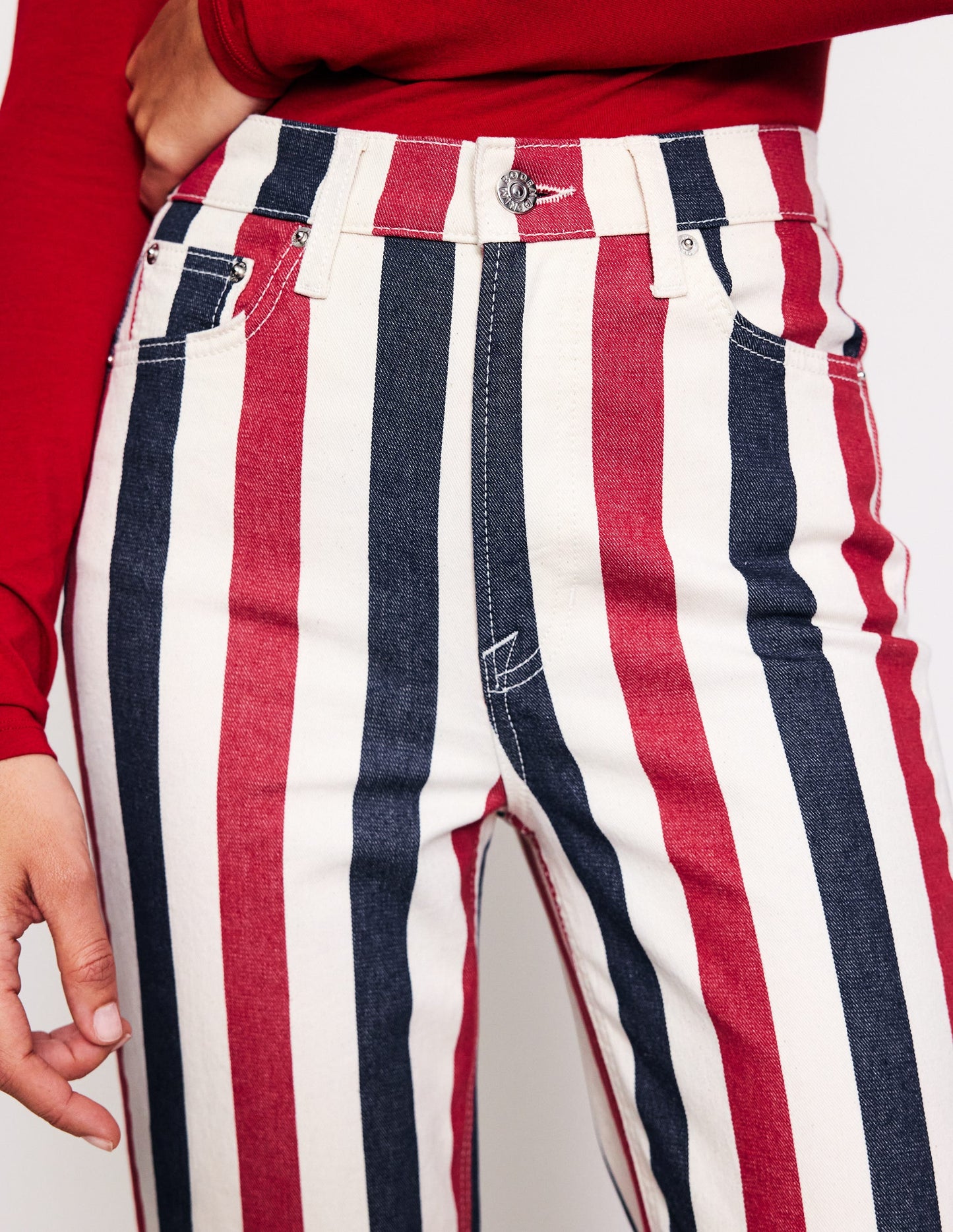 Striped Jeans-Red Multi Stripe