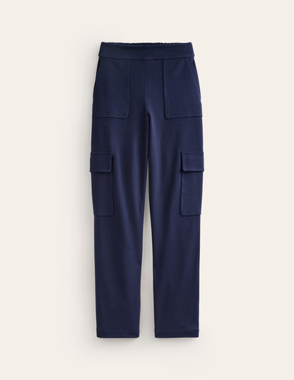 Ponte Twill Tapered Pants-Navy