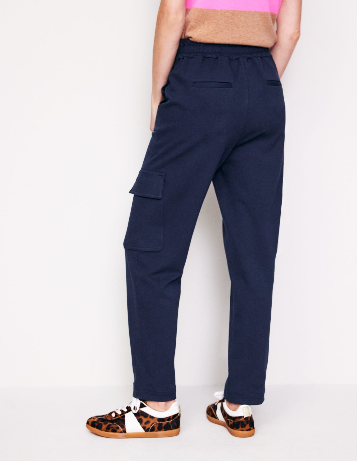 Ponte Twill Tapered Pants-Navy