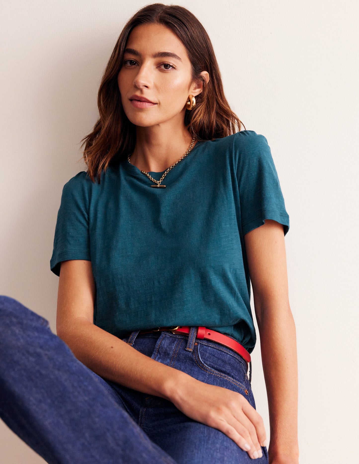 Cotton Puff Sleeve T-Shirt-Harbour Blue