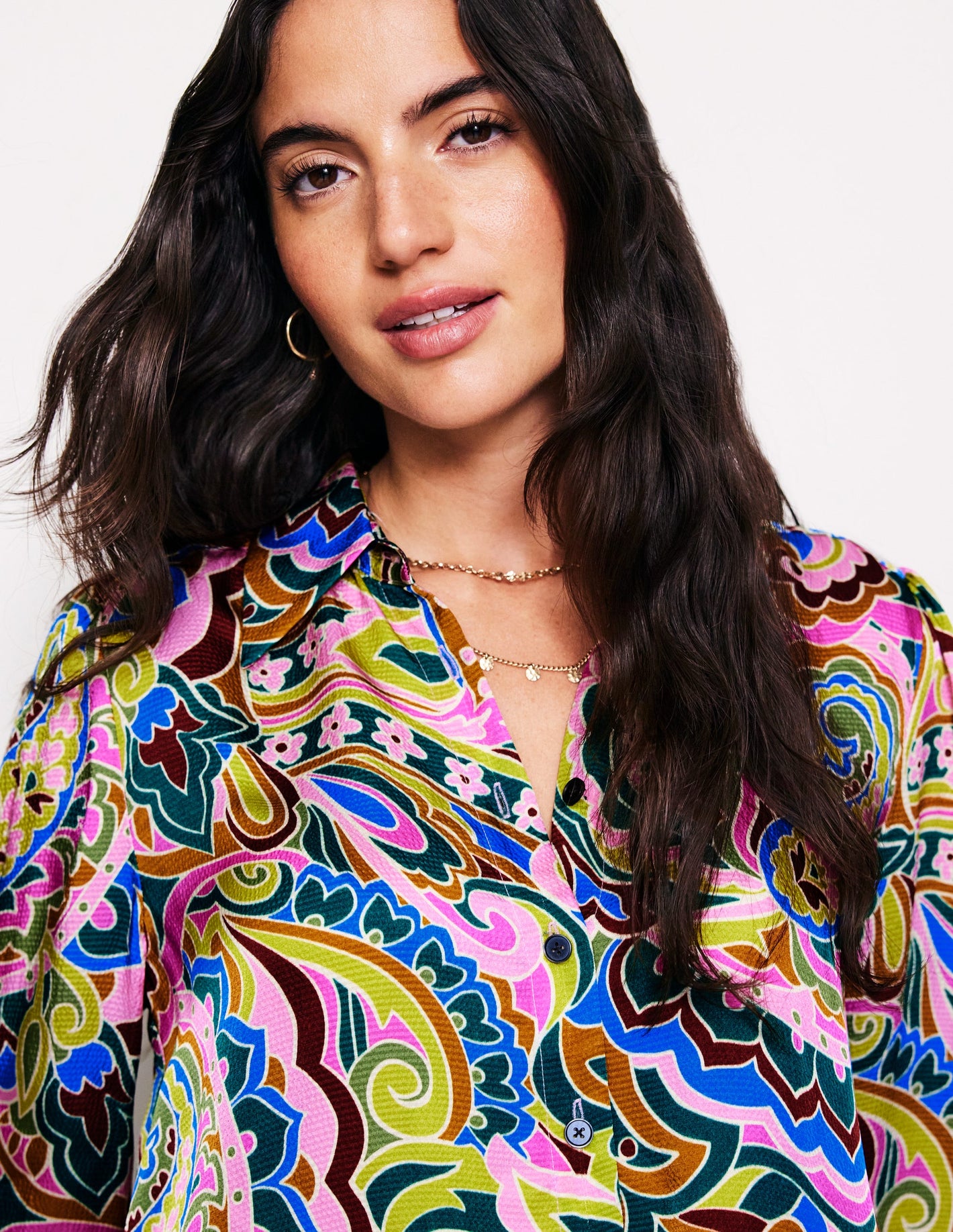 Hammered Satin Shirt-Multi, Paisley Pome