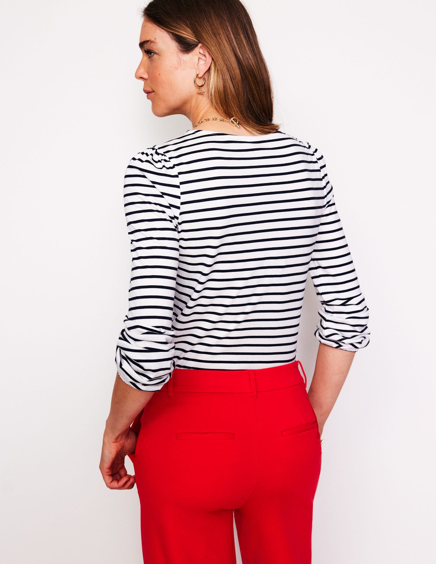 Supersoft Long Sleeve Top-Ivory, Navy