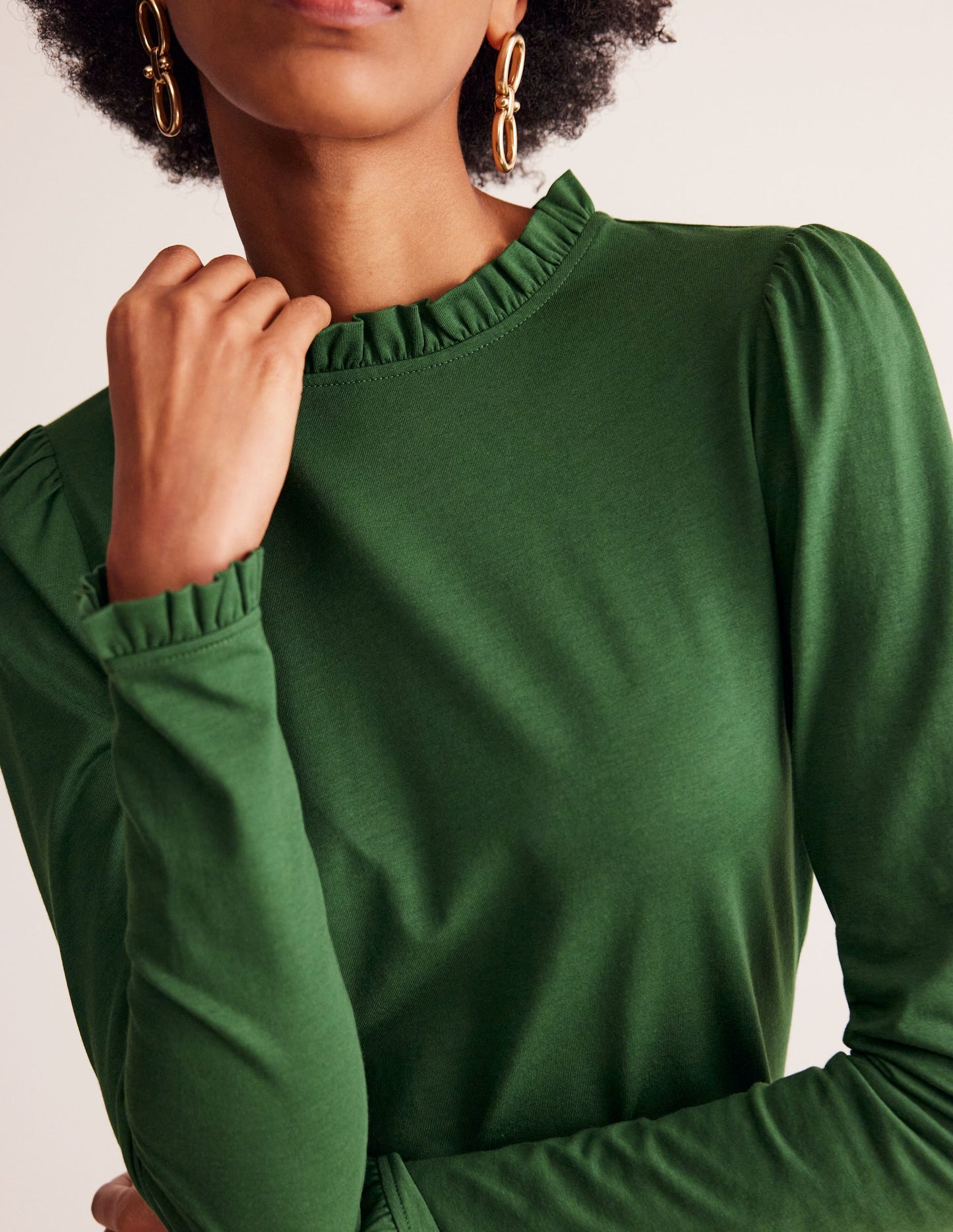 Supersoft Frill Detail Top-Pine