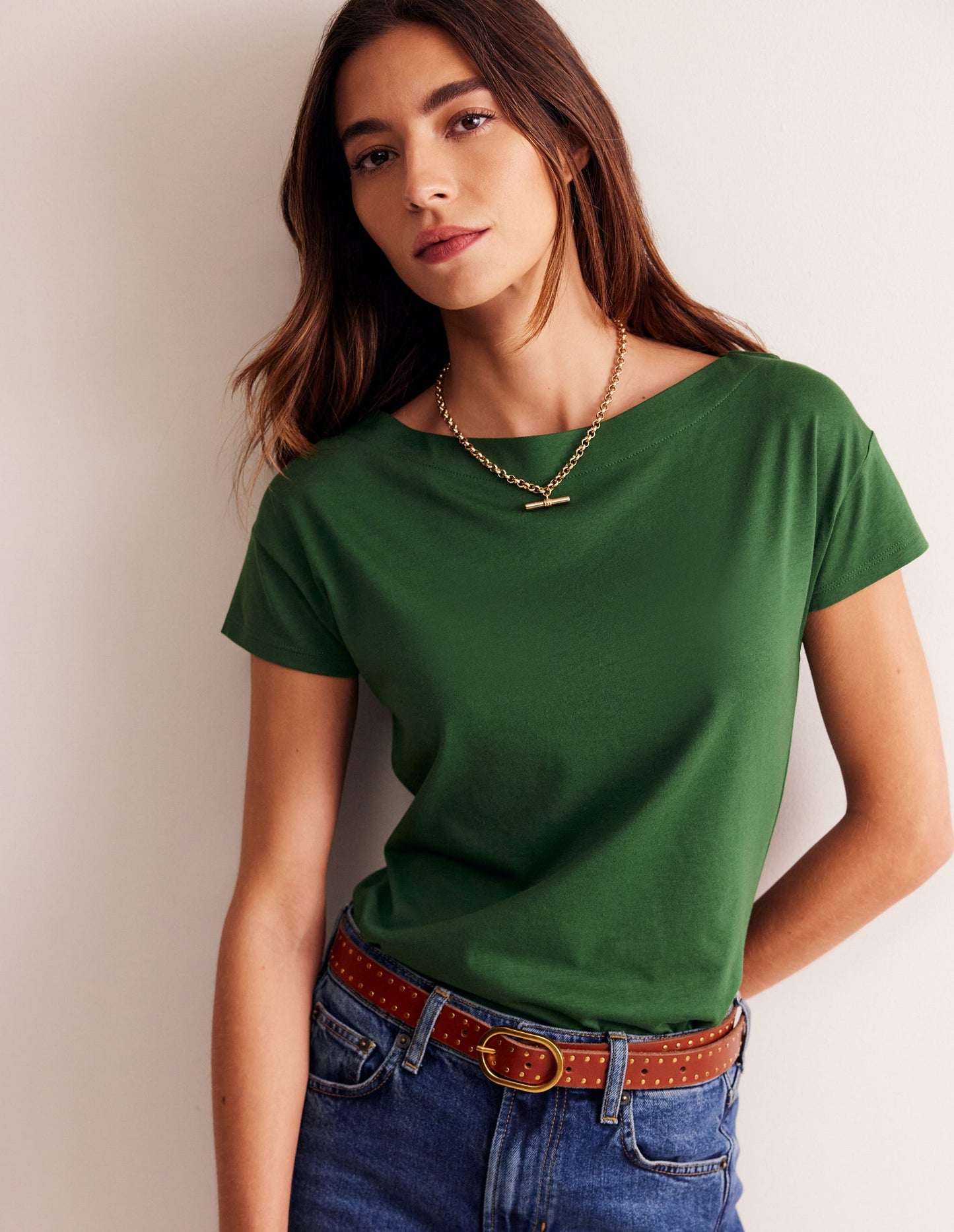 Supersoft Boat Neck T-Shirt-Pine