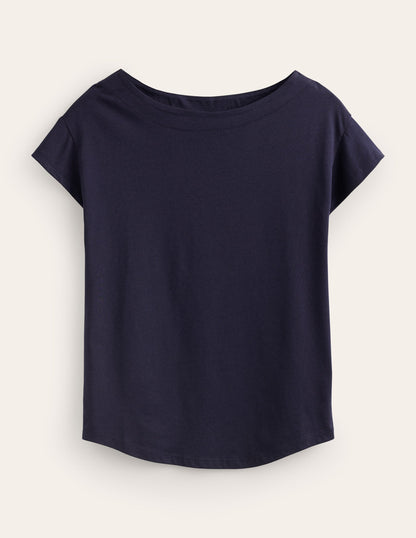 Supersoft Boat Neck T-Shirt-Navy