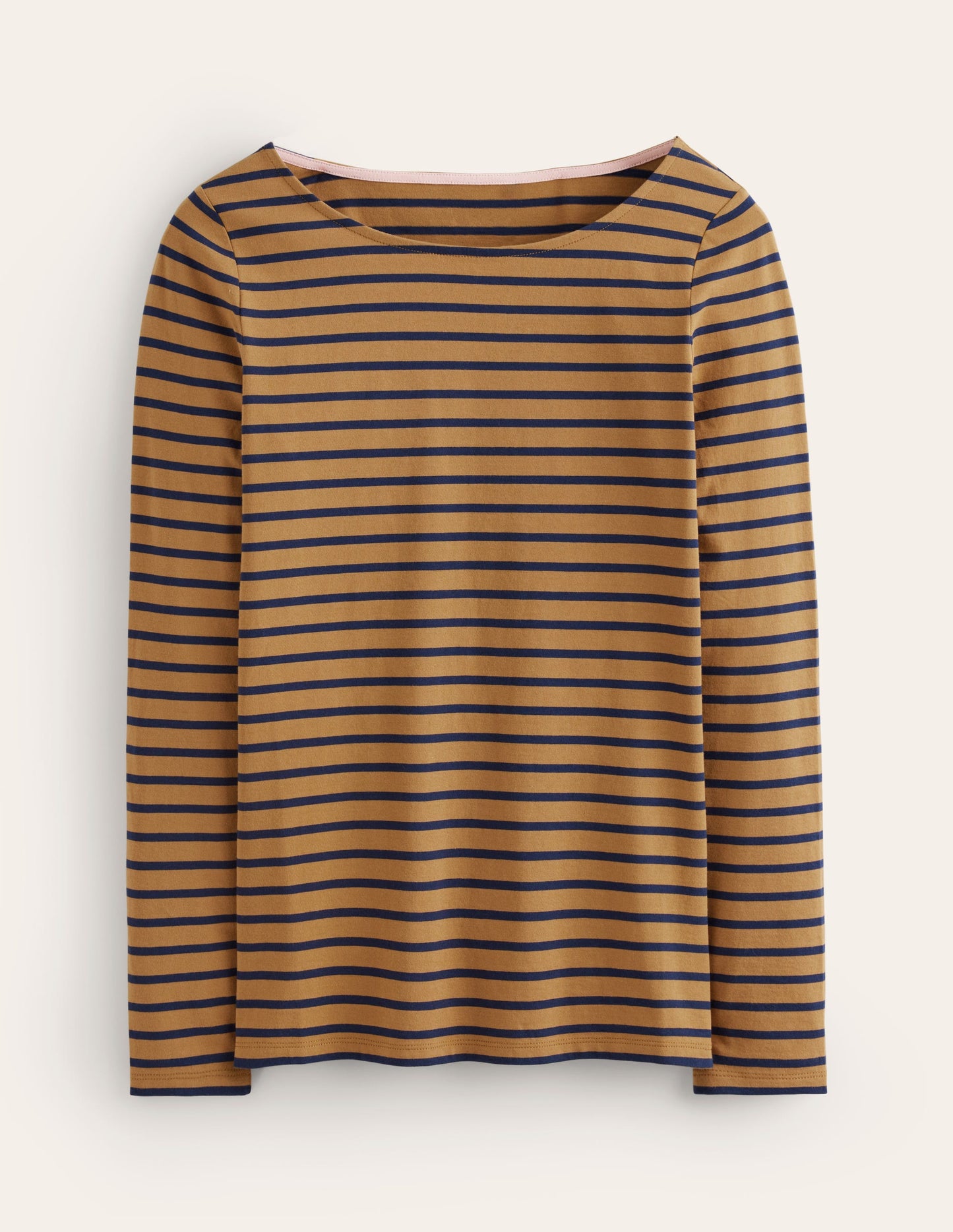 Ella Long Sleeve Breton-Camel, French Navy Stripe