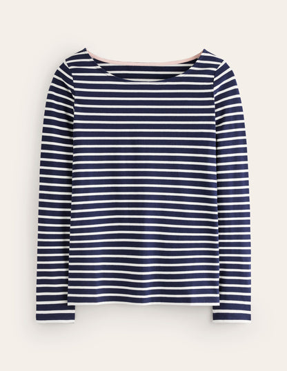 Ella Long Sleeve Breton-Navy, Ivory