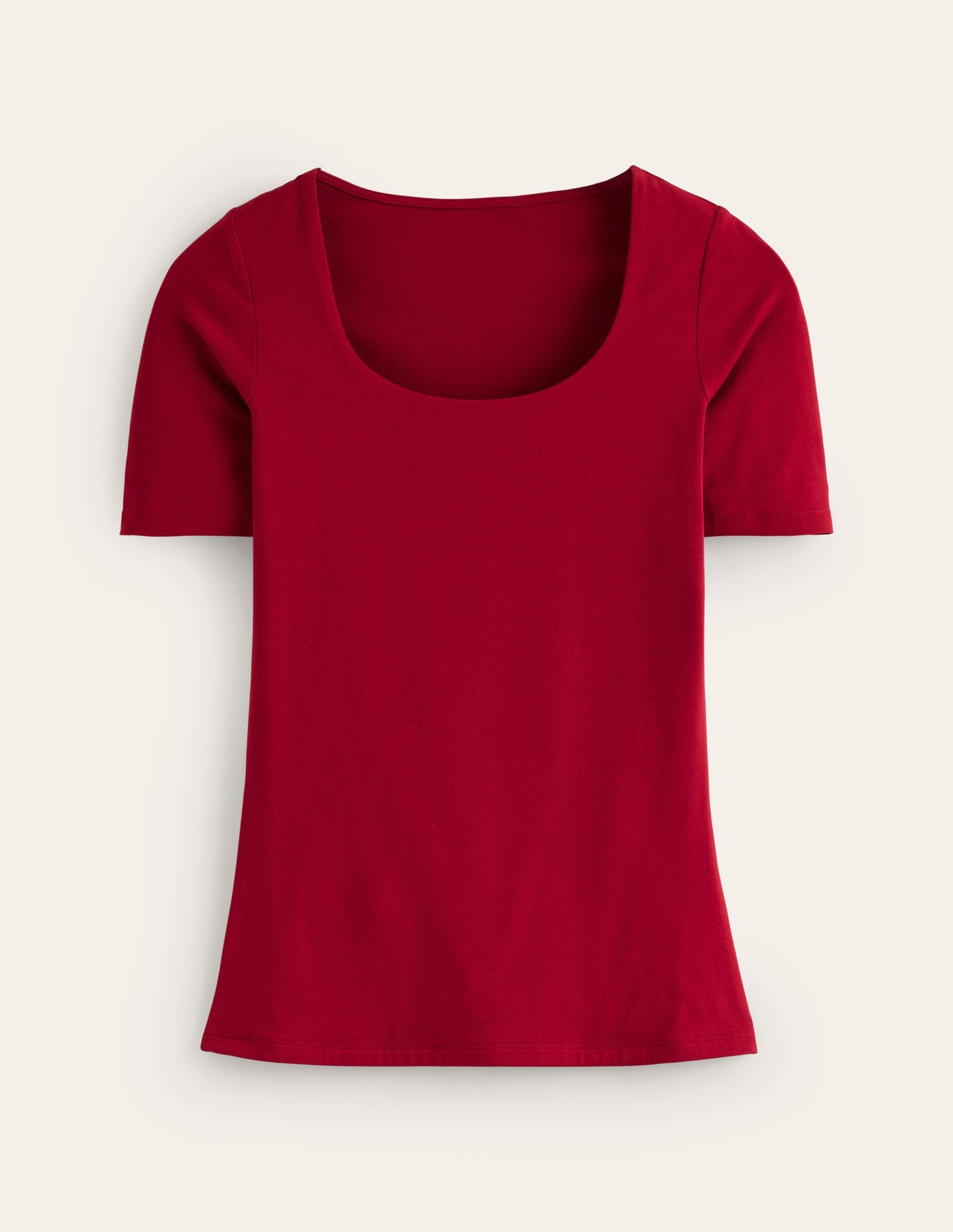 Double Layer Scoop T-shirt-Red Liquorice