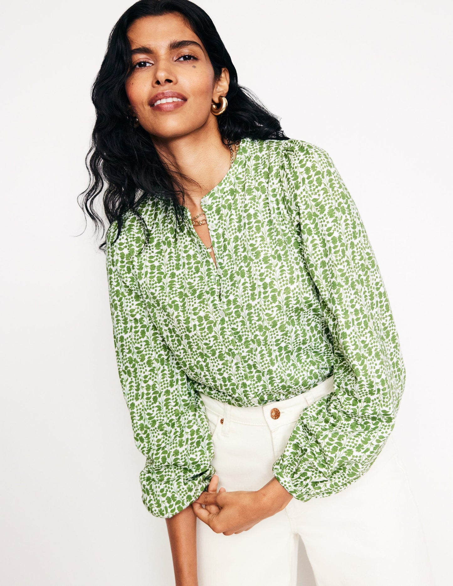 Marina Jersey Shirt-Fir Tree, Prairie Vine