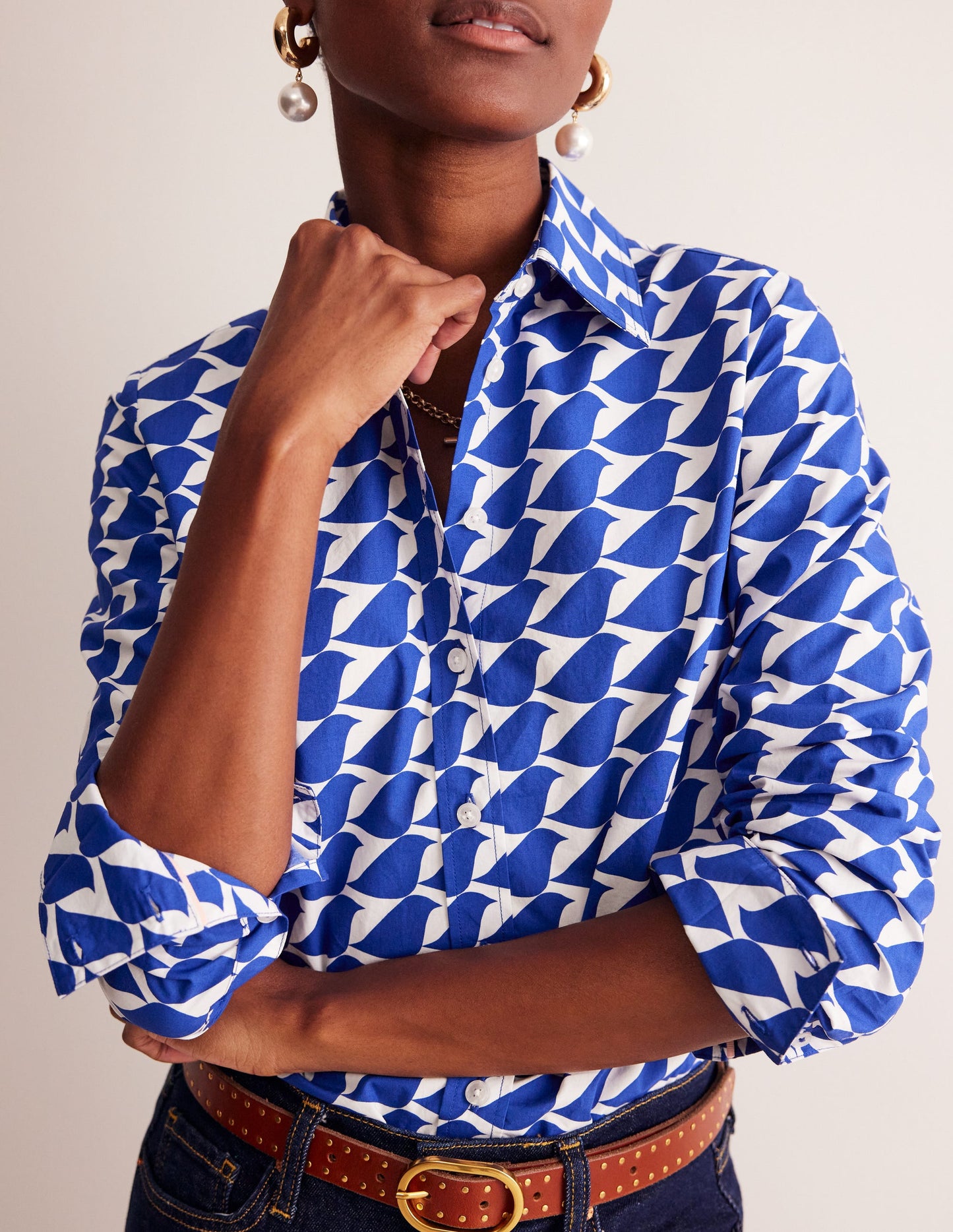 Sienna Cotton Shirt-Sapphire Blue, Birdie