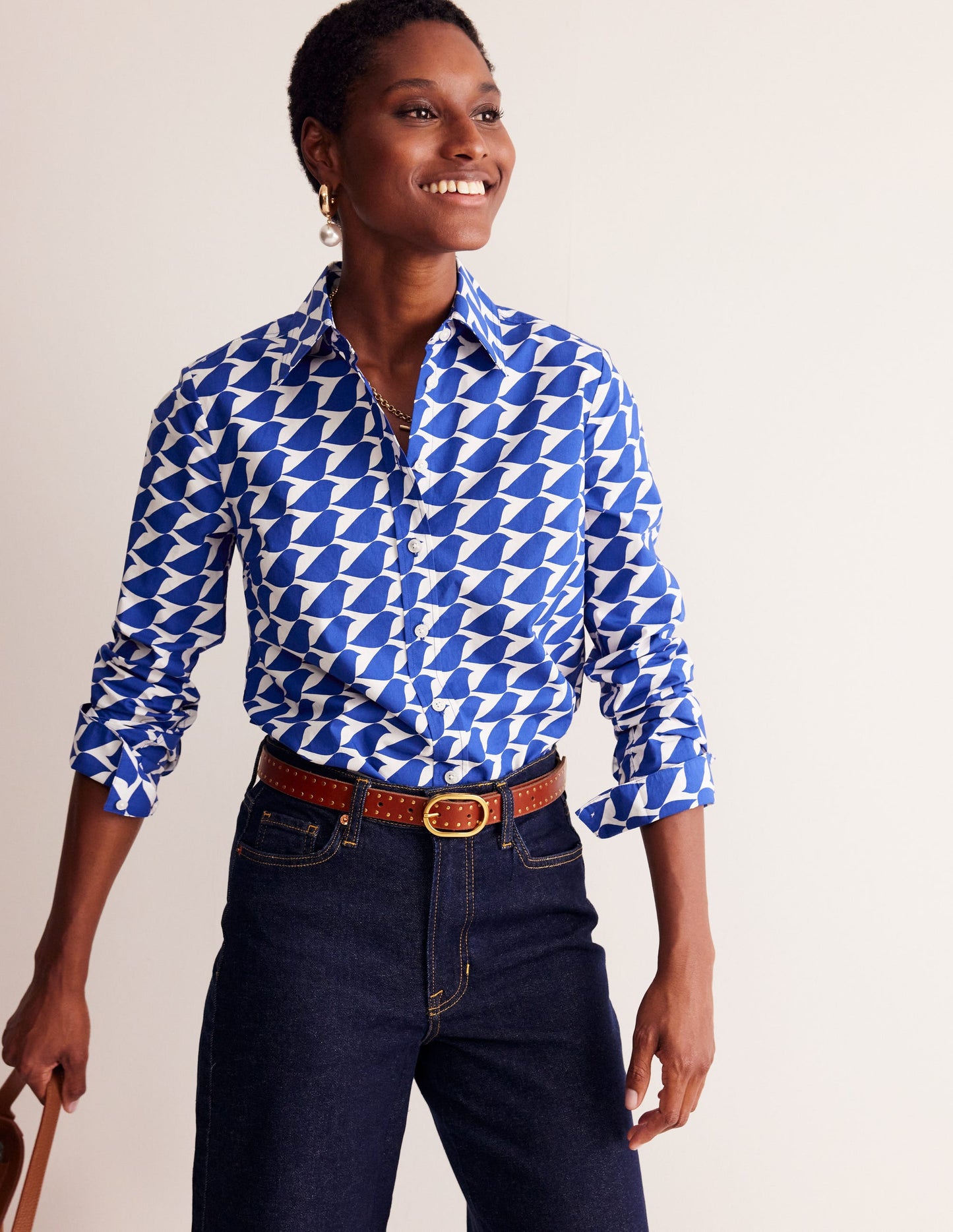 Sienna Cotton Shirt-Sapphire Blue, Birdie