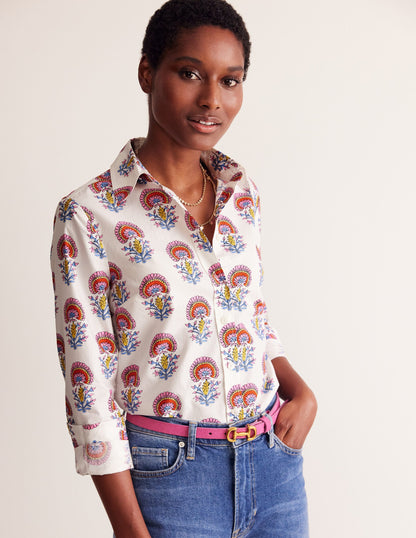 Sienna Cotton Shirt-Ivory,Passion Bud