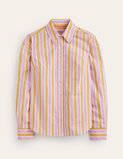 Sienna Cotton Shirt-Mauve and  Yellow Stripe