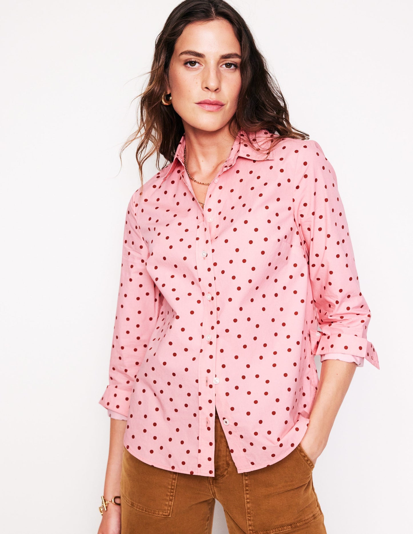 Sienna Cotton Shirt-Almond Pink, Sparse Spot