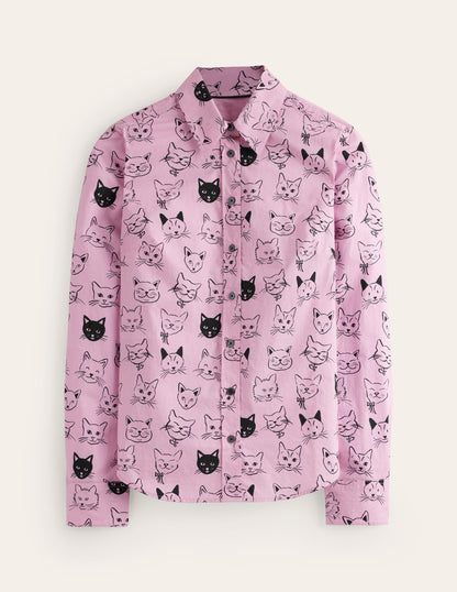 Sienna Cotton Shirt-Soft Lavender, Cats