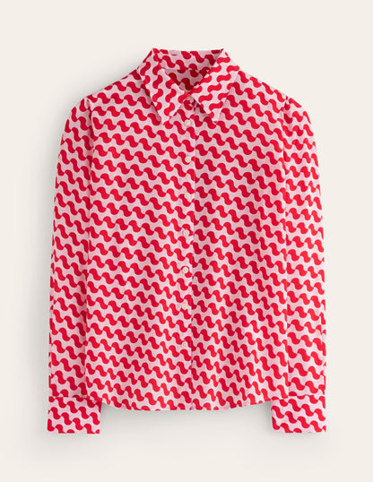 Sienna Silk Shirt-Poppy Red, Terrace Swirl