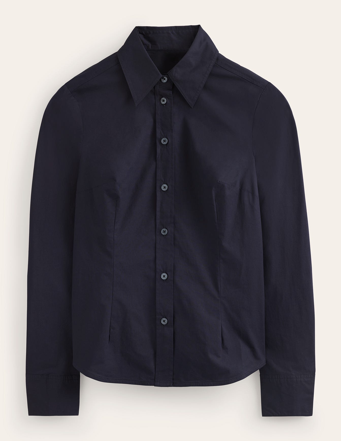 Saskia Stretch Cotton Shirt-Navy