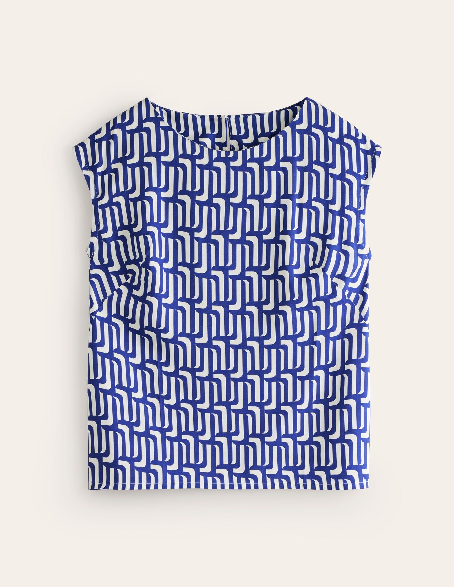 Modern Shell Top-Sapphire Blue, Falling Geo