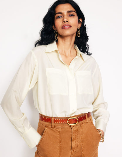 Connie Relaxed Silk Shirt-Ivory