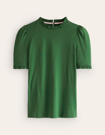 Supersoft Frill Detail T-shirt-Pine