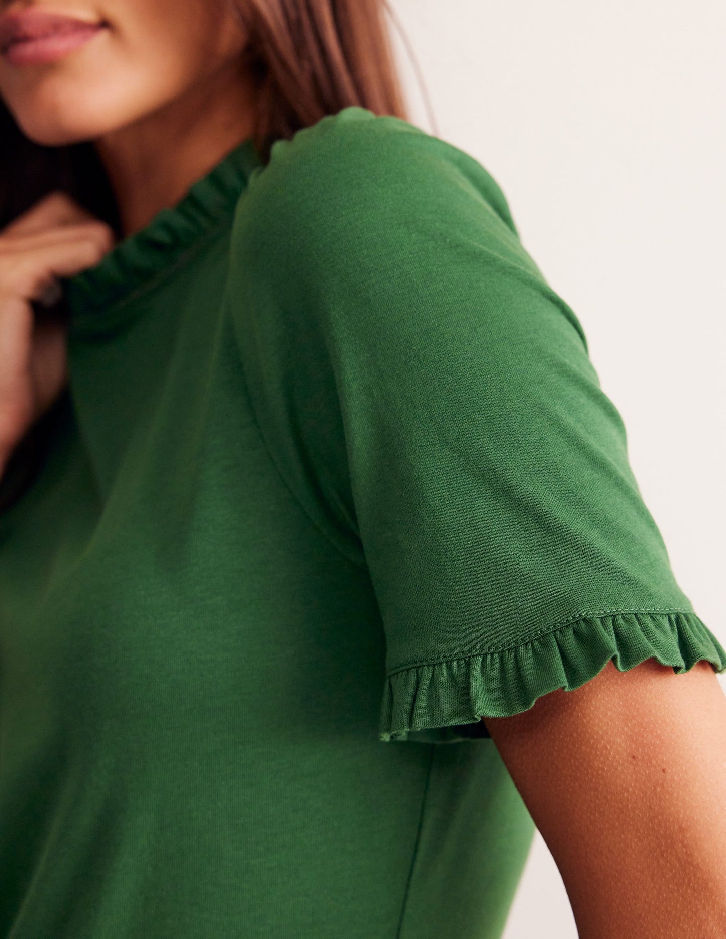 Supersoft Frill Detail T-shirt-Pine