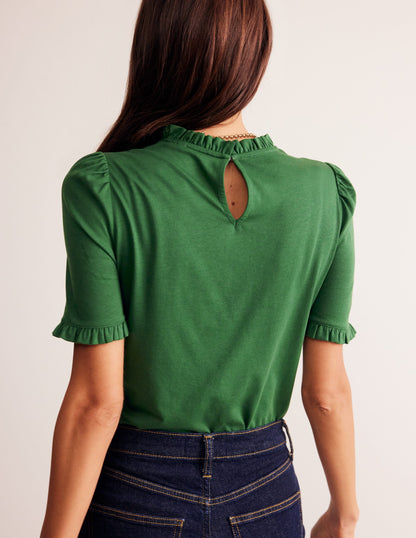 Supersoft Frill Detail T-shirt-Pine