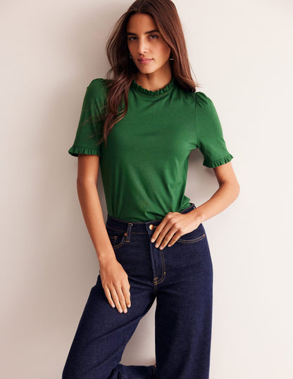 Supersoft Frill Detail T-shirt-Pine