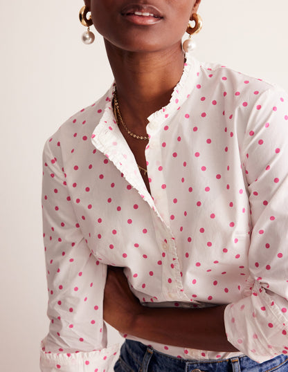 Phoebe Shirt-Ivory, Party Pink Spot