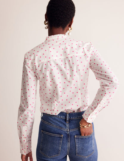 Phoebe Shirt-Ivory, Party Pink Spot