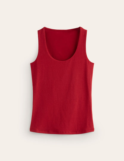 Double Layer Scoop Neck Vest-Red Liquorice