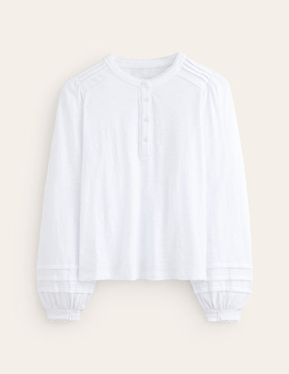 Henrietta Pintuck Henley Top-White