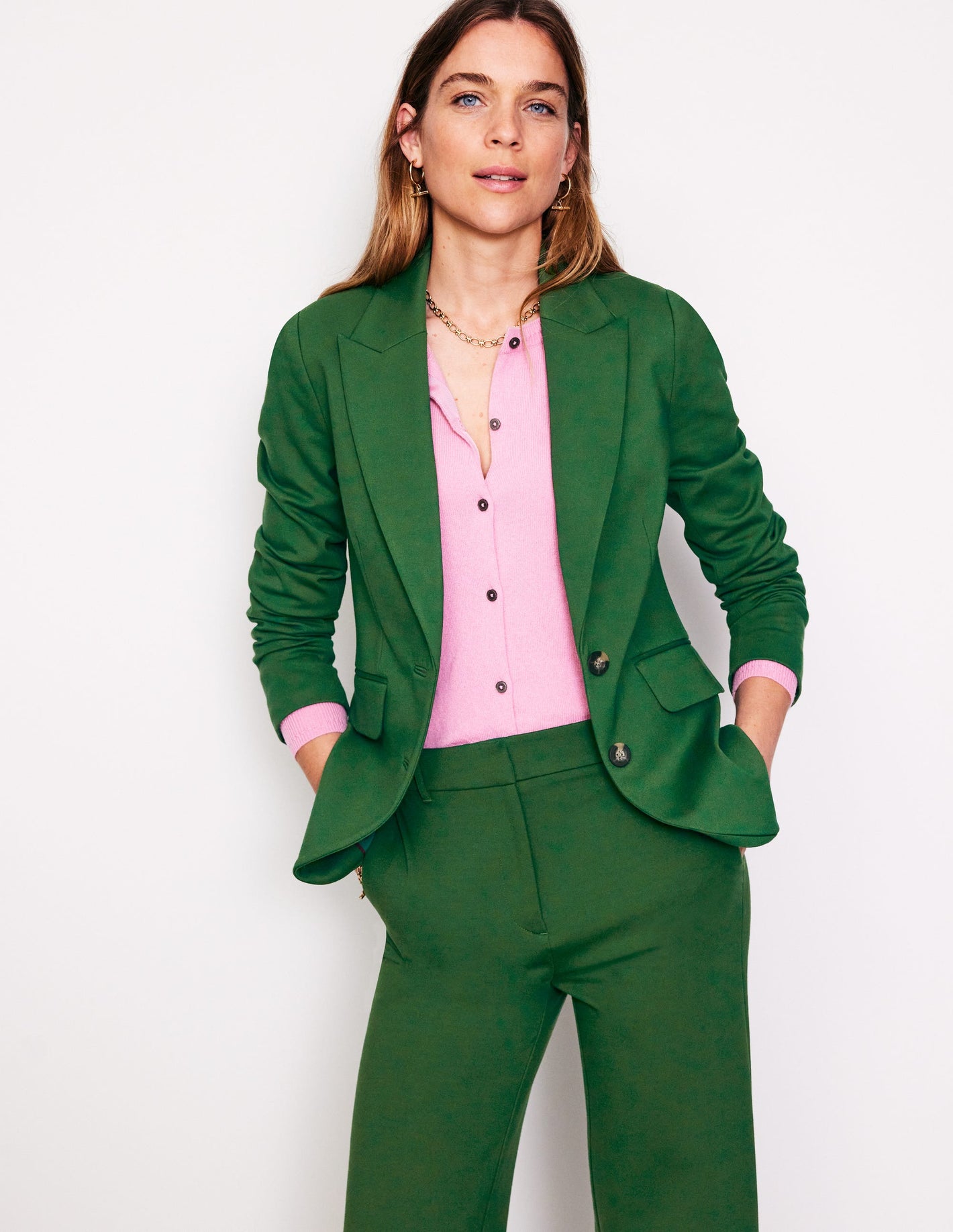 Marylebone Ponte Blazer-Emerald Night