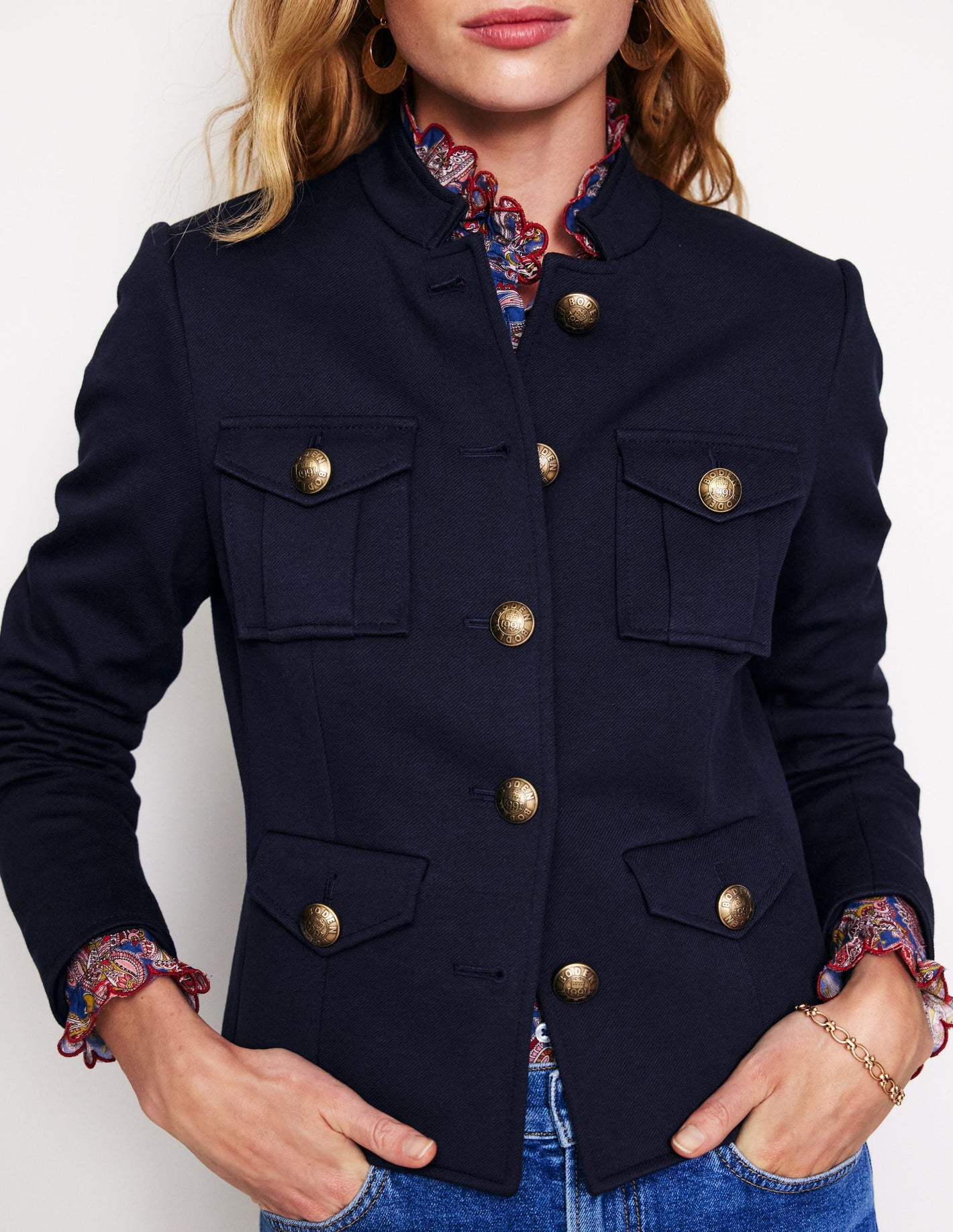 Military Ponte Jacket-Navy