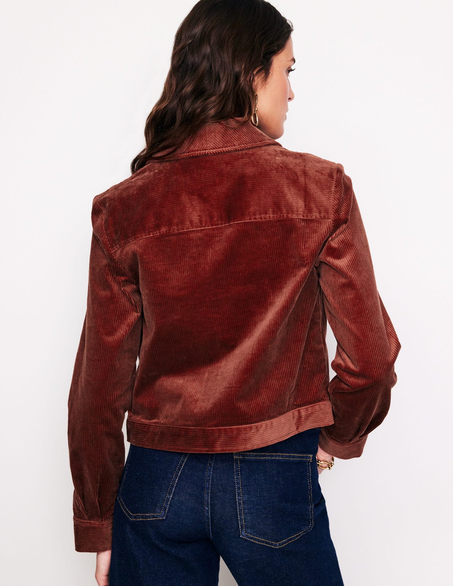 Cord Zip Through Jacket-Deep Rust