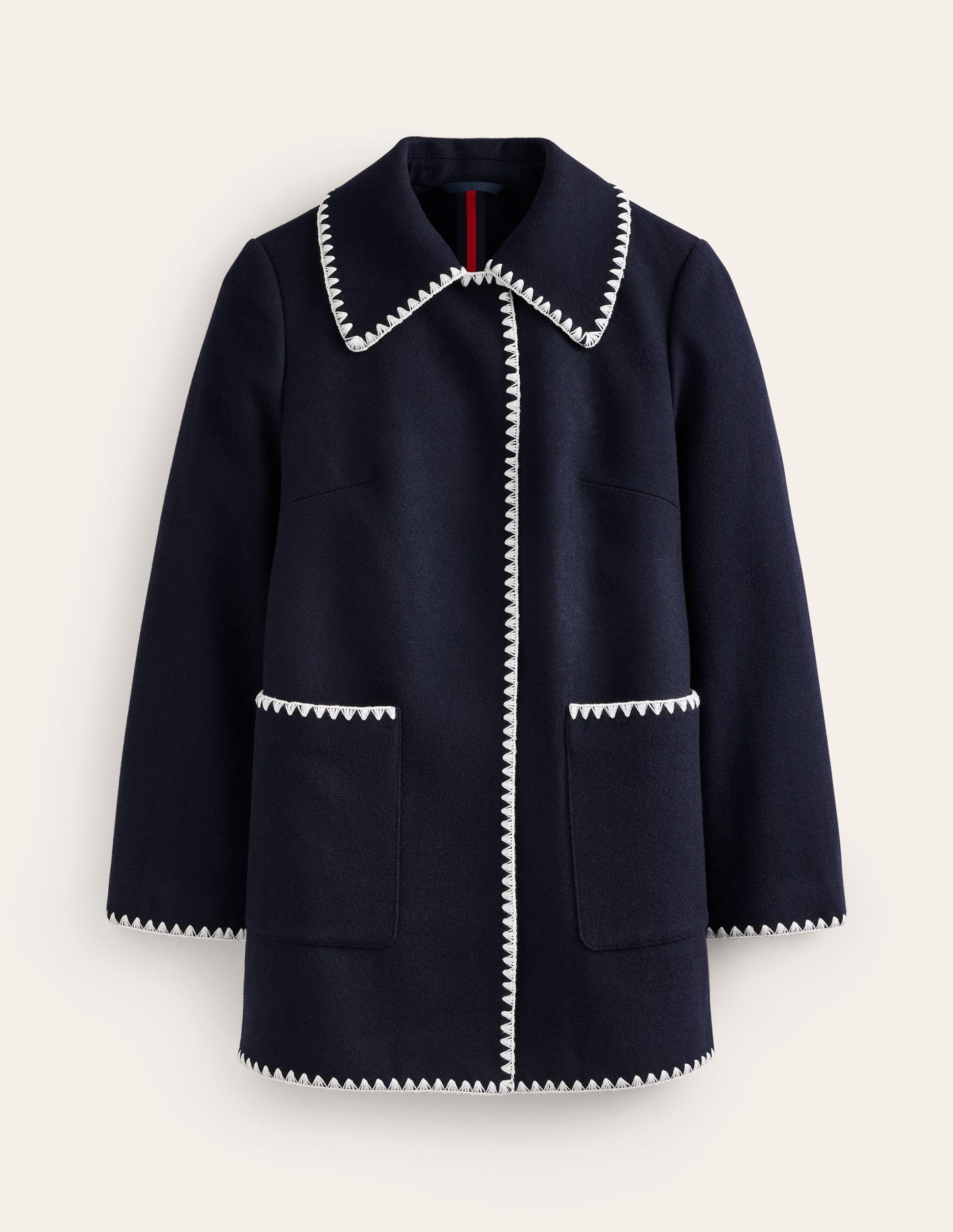 Blanket Stitch Car Coat-Navy