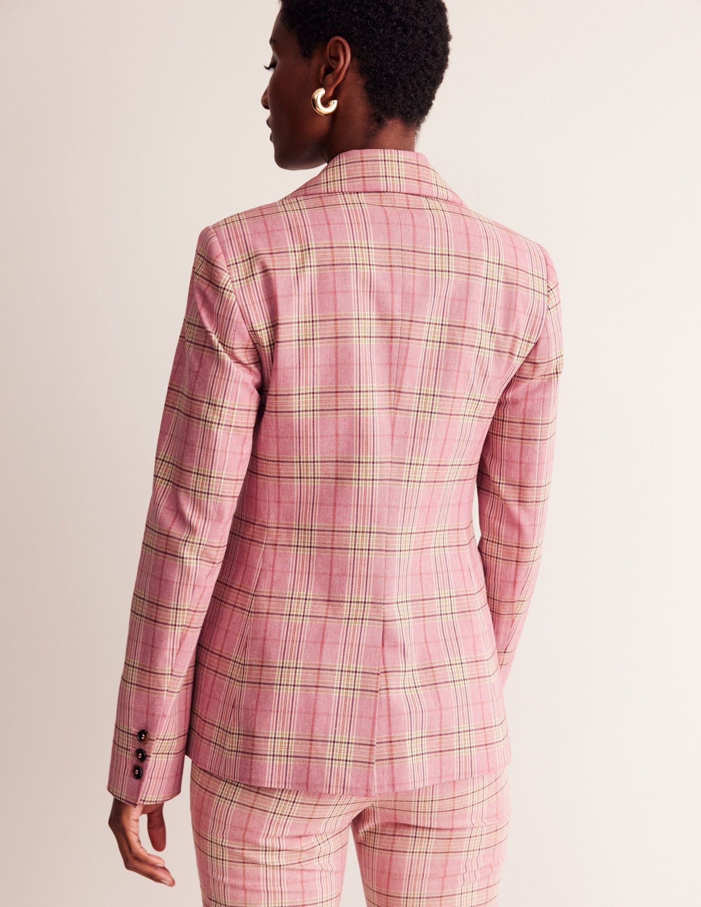 Marylebone Cotton Blazer-Pink Check