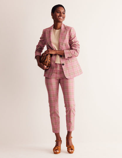 Marylebone Cotton Blazer-Pink Check