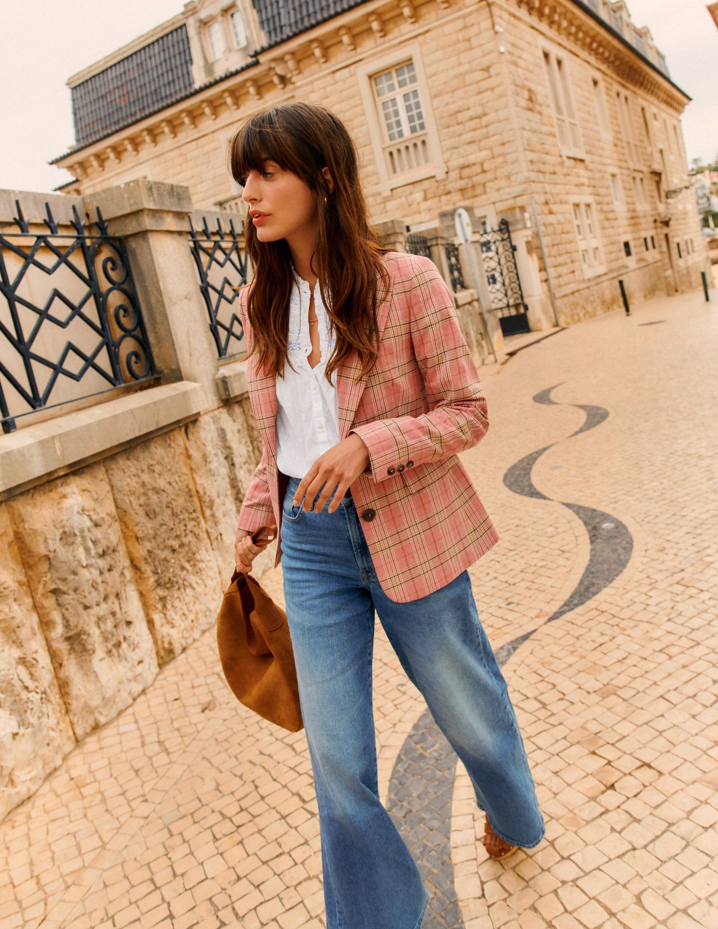 Marylebone Cotton Blazer-Pink Check