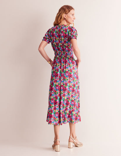 Rosanna Jersey Midi Tea Dress-Multi, Wild Poppy