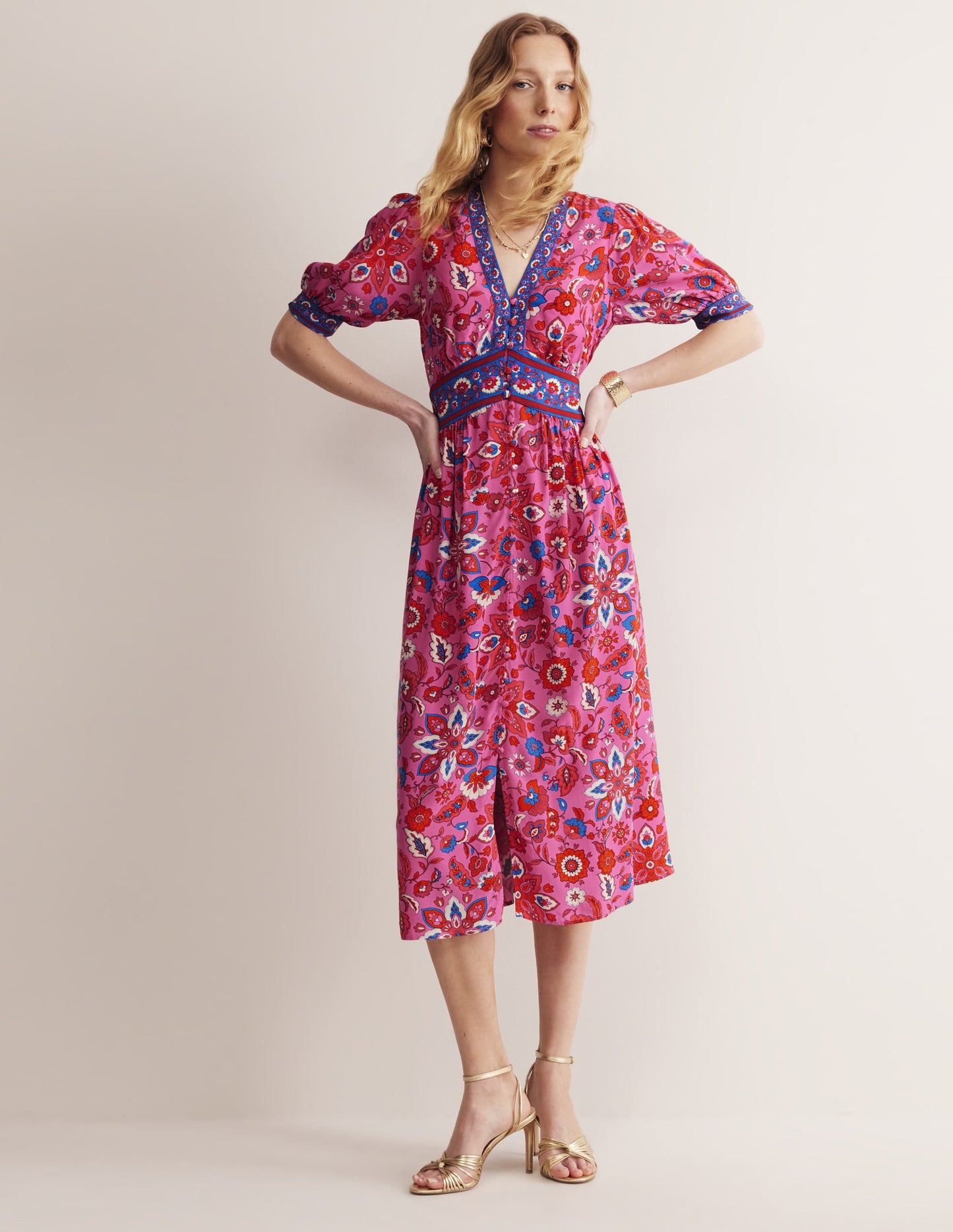 Elsa Midi Tea Dress-Sangria Sunset, Hotch