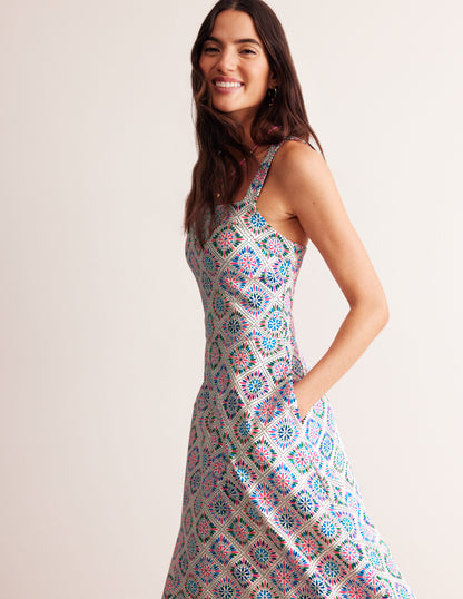 Bridget Ponte Midi Dress-Multi, Painterly Geo