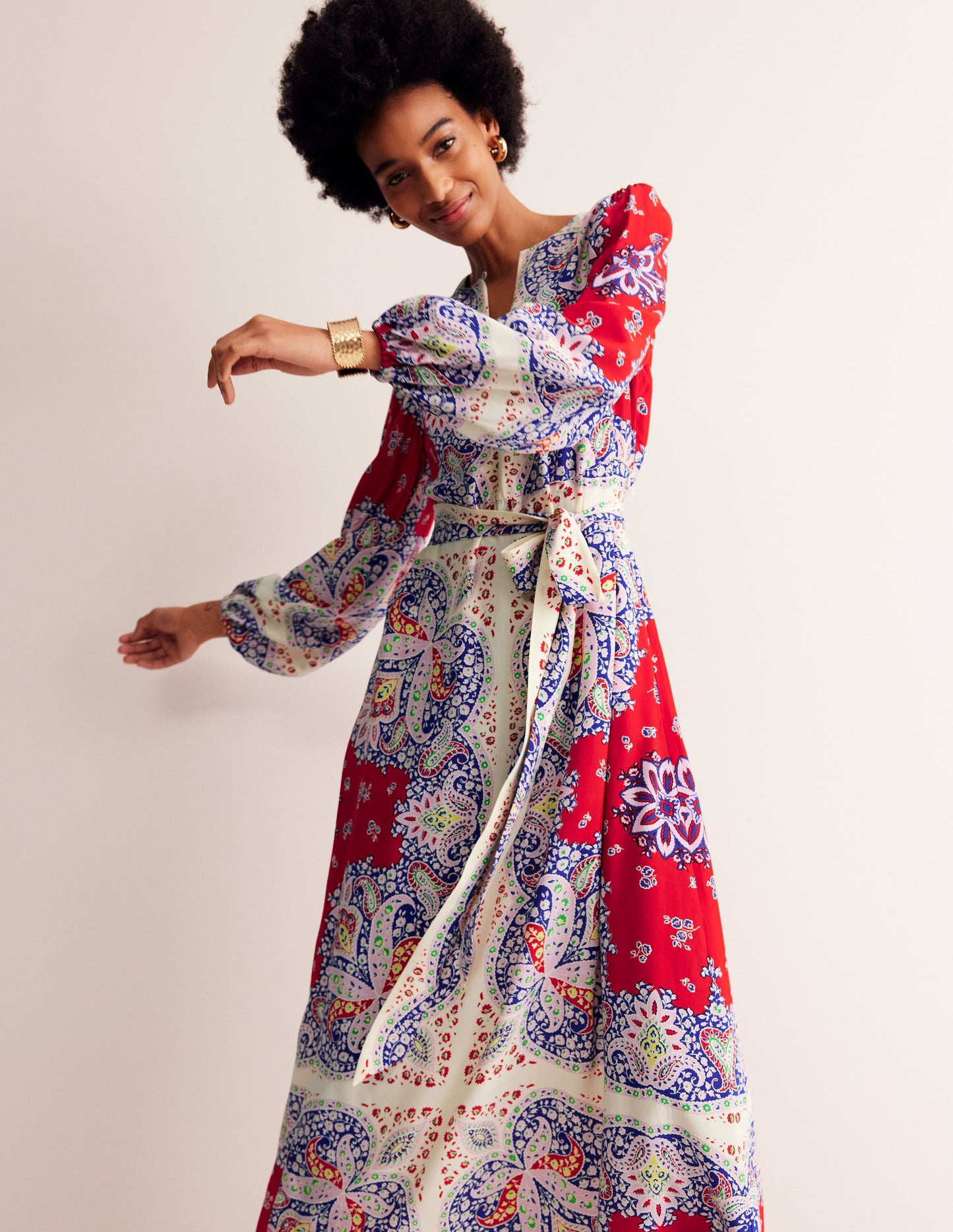 Occasion Blouson Maxi Dress-Rubicondo, Ornate Paisley