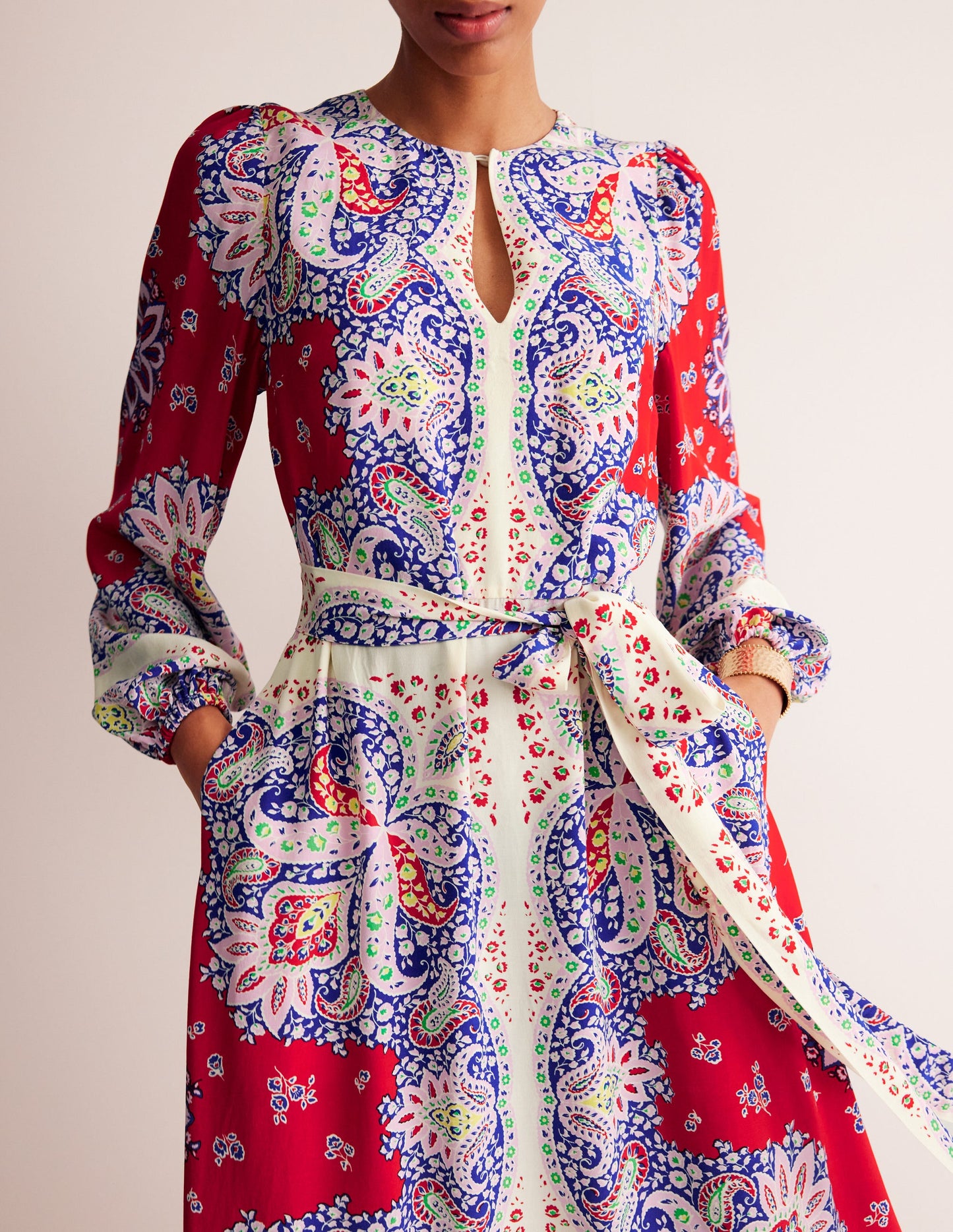 Occasion Blouson Maxi Dress-Rubicondo, Ornate Paisley