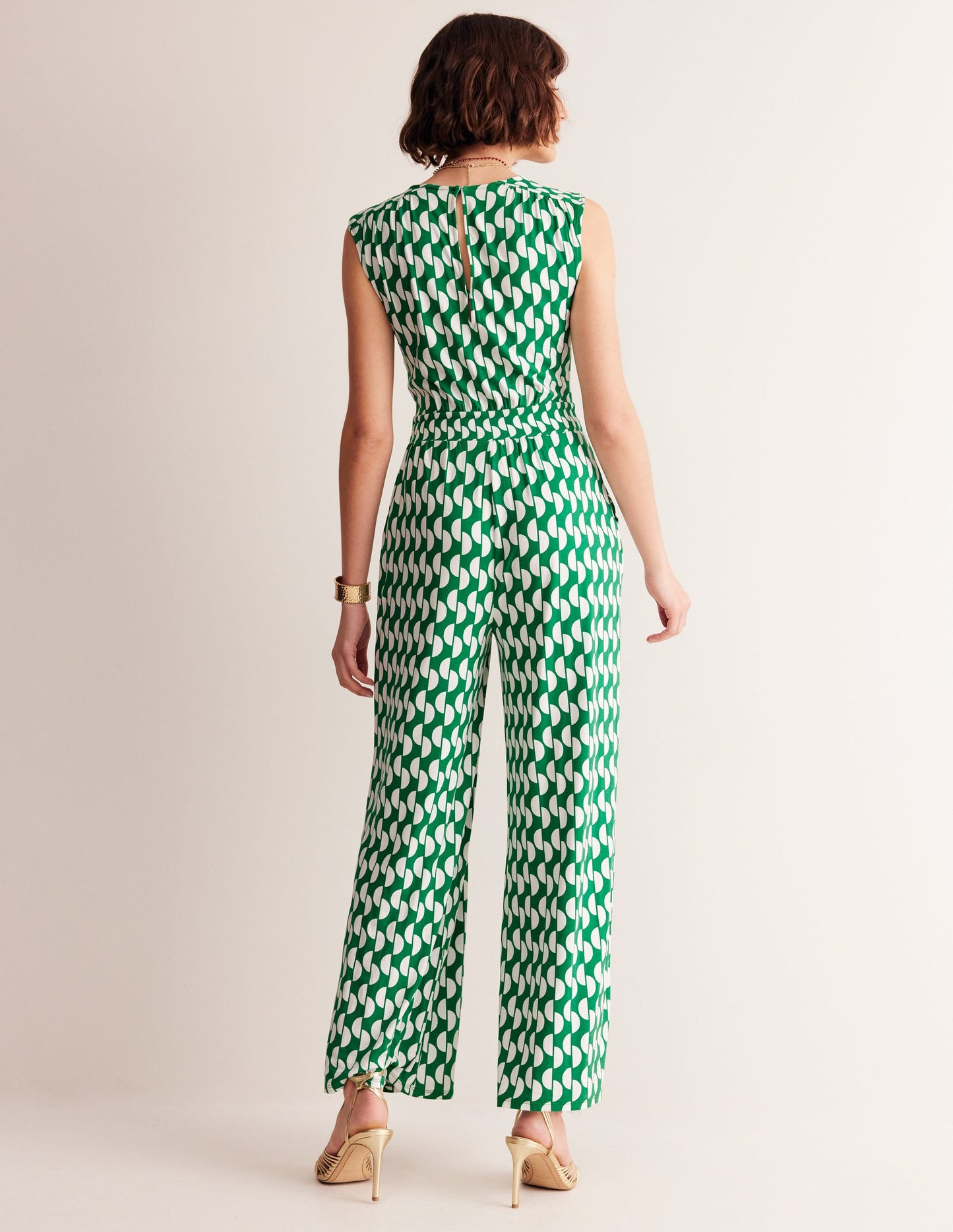 Thea Jersey Jumpsuit-Green, Geo Wave