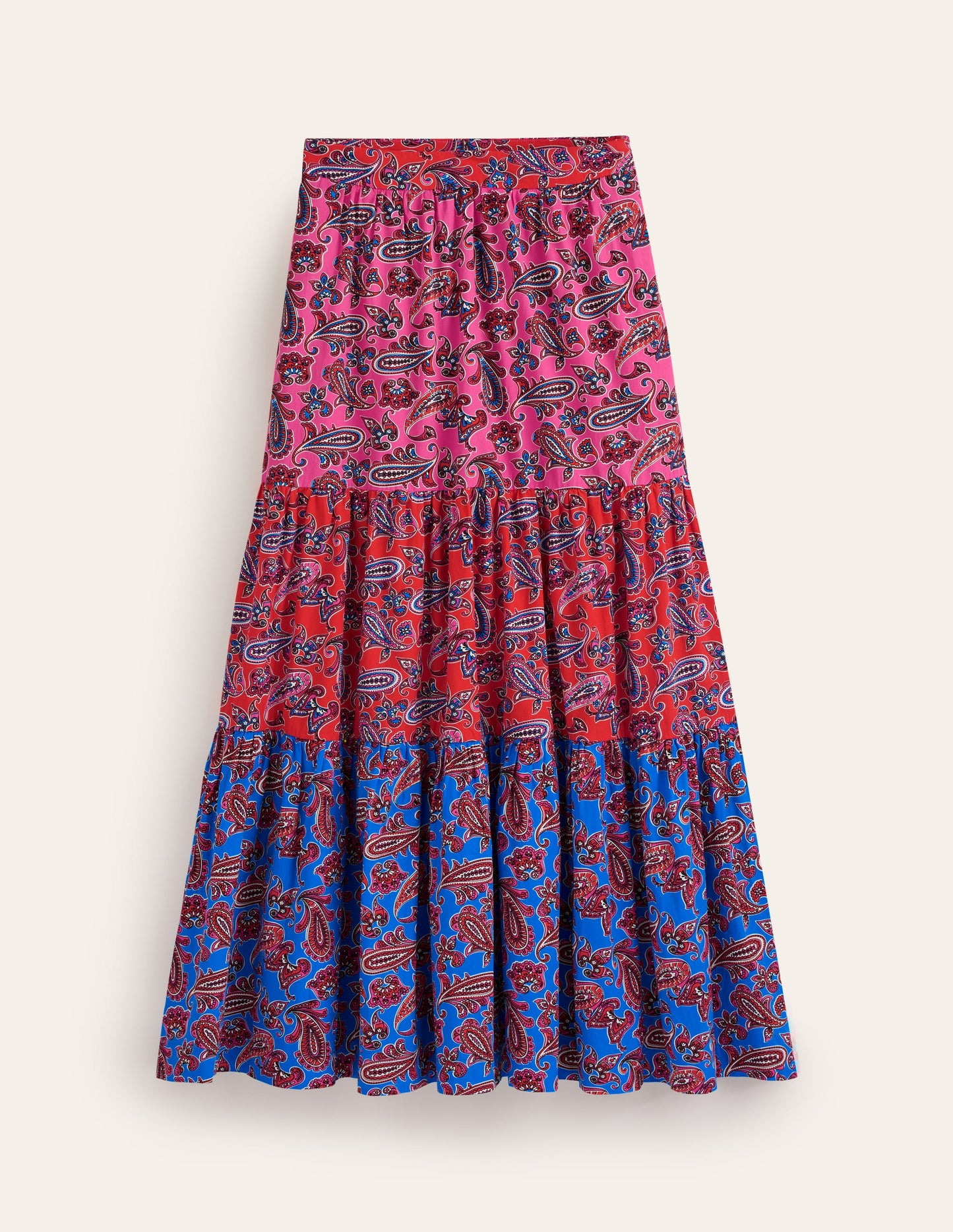 Lorna Tiered Maxi Skirt-Sangria Sunset, Paisley Wave