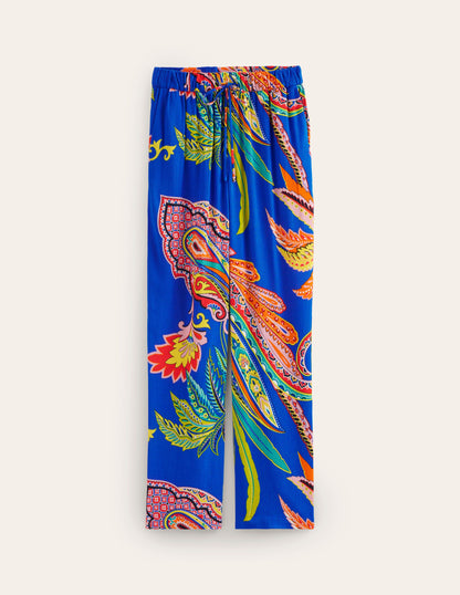 Crinkle Tapered Pants-Multi, Painterly Paisley